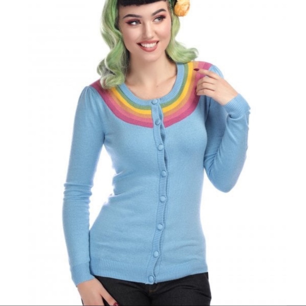 COLLECTIF Mainline Hallie Rainbow Sweater - Picture 2 of 6